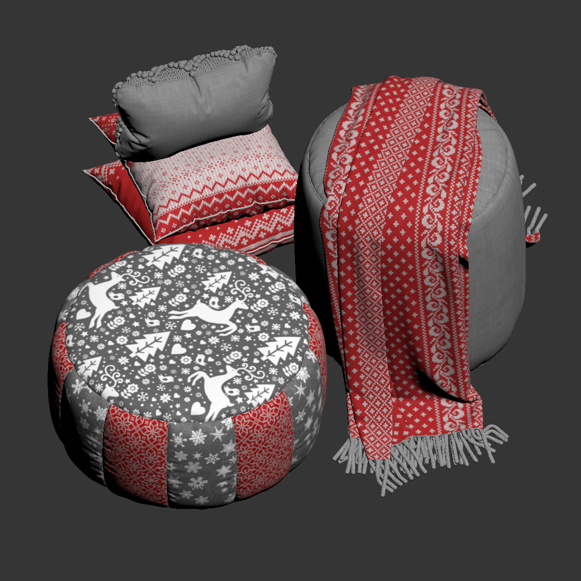 Puf color set 4 3D model_11