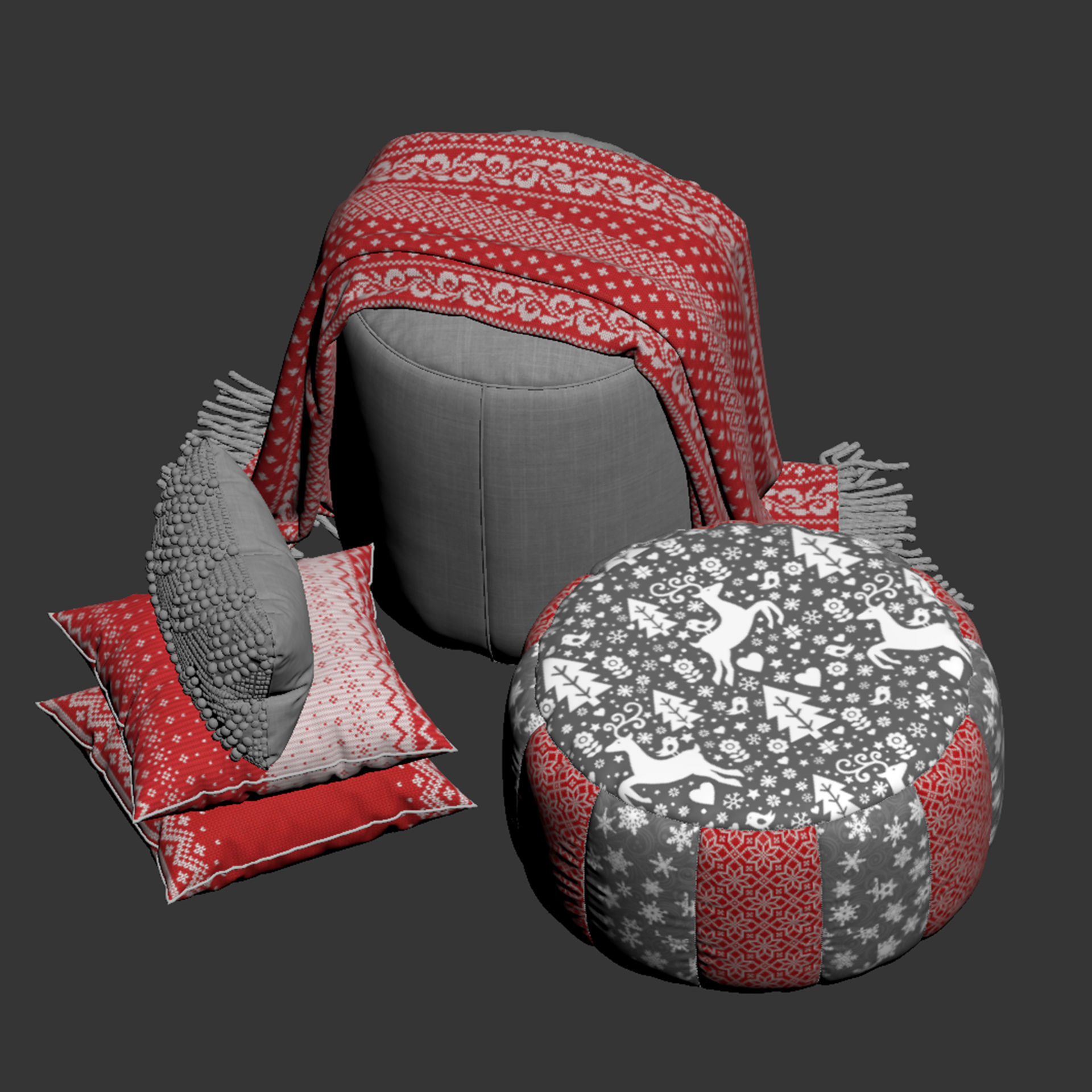 Puf color set 4 3D model_10