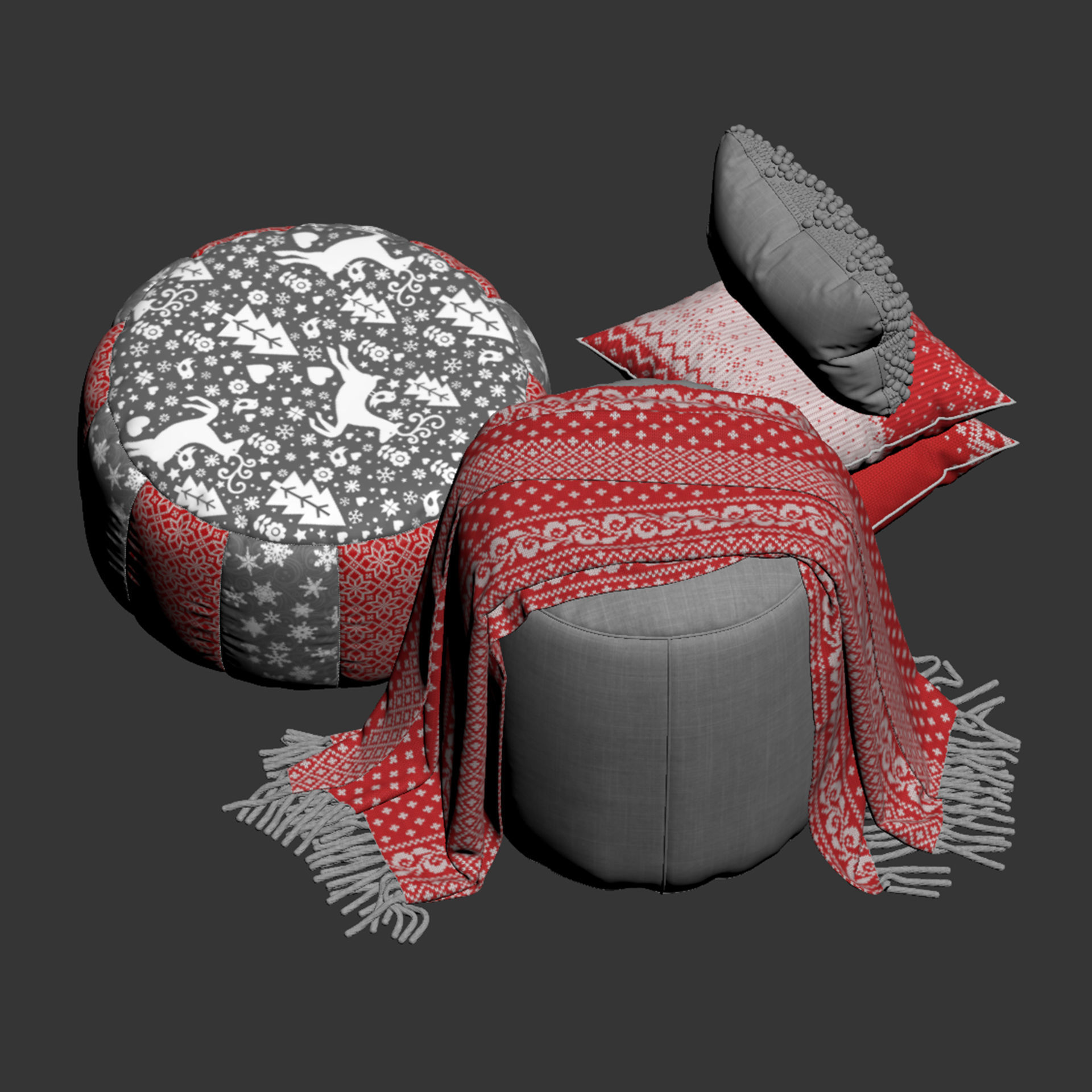 Puf color set 4 3D model_12