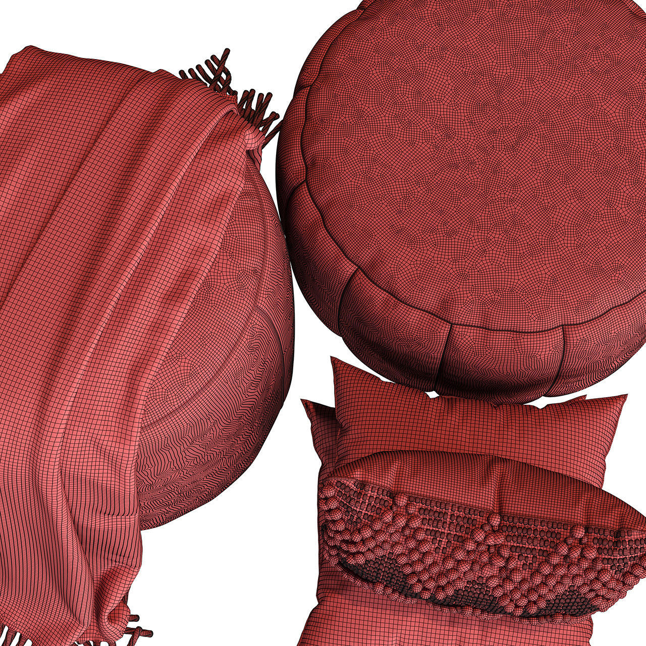 Puf color set 4 3D model_7