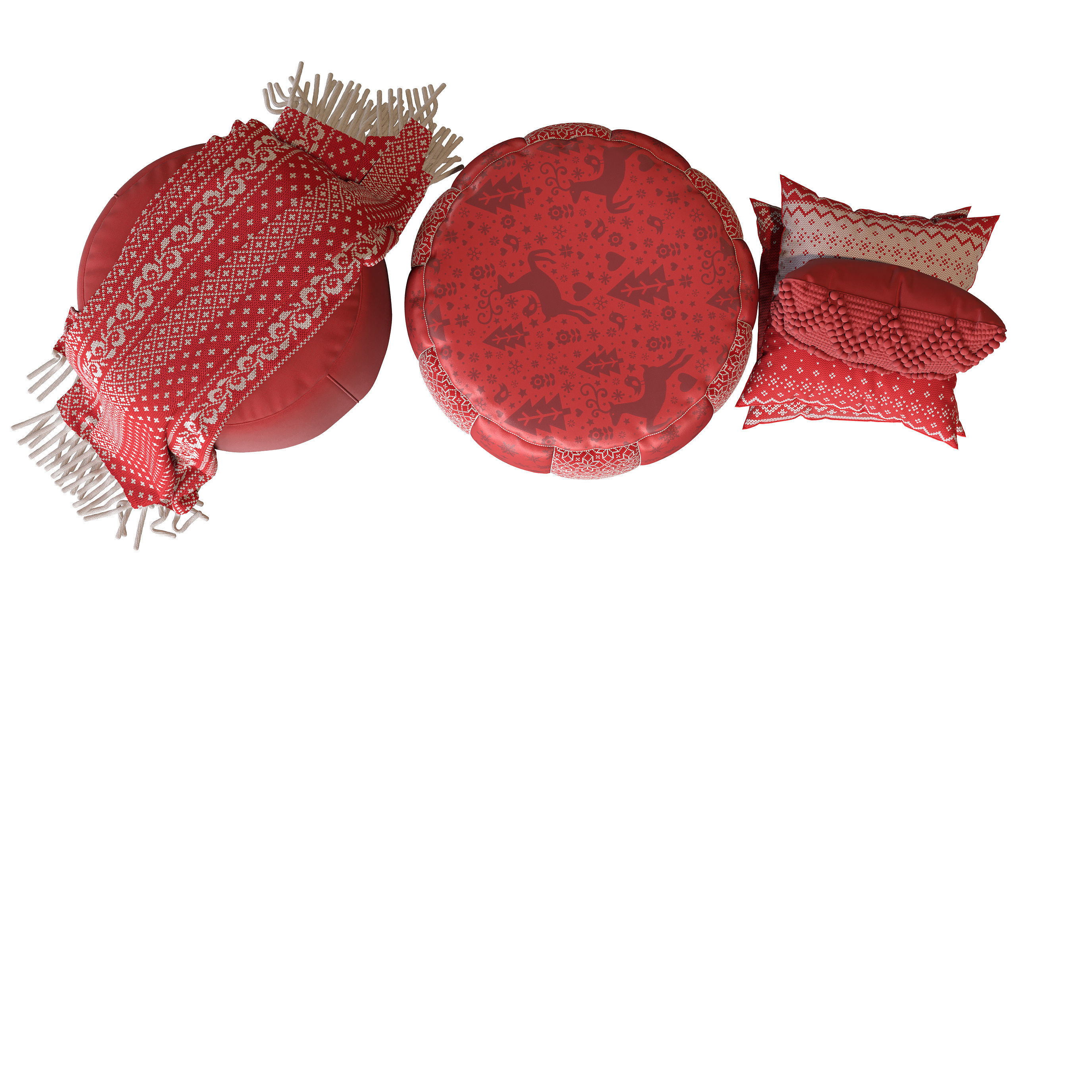 Puf color set 4 3D model_5