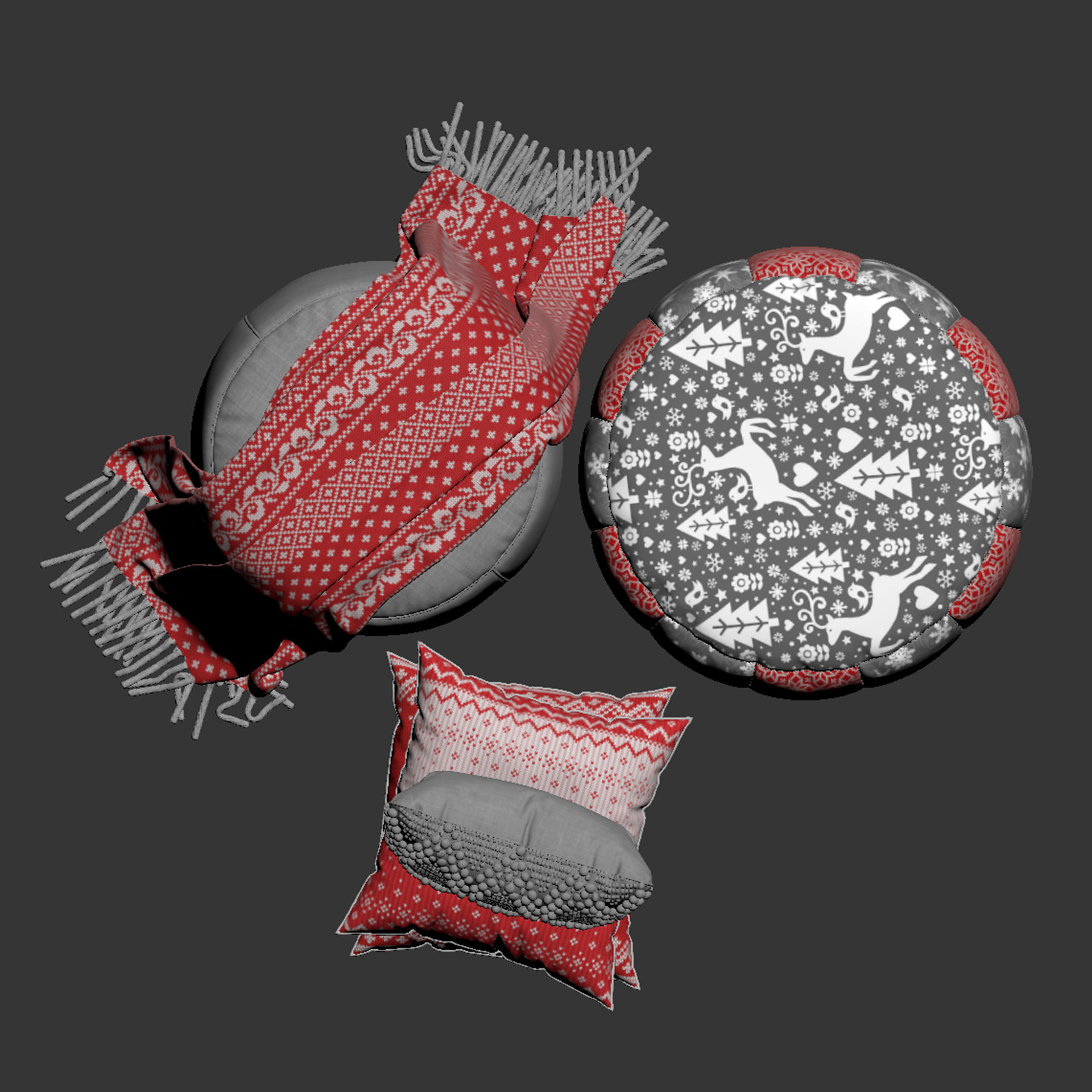 Puf color set 4 3D model_8