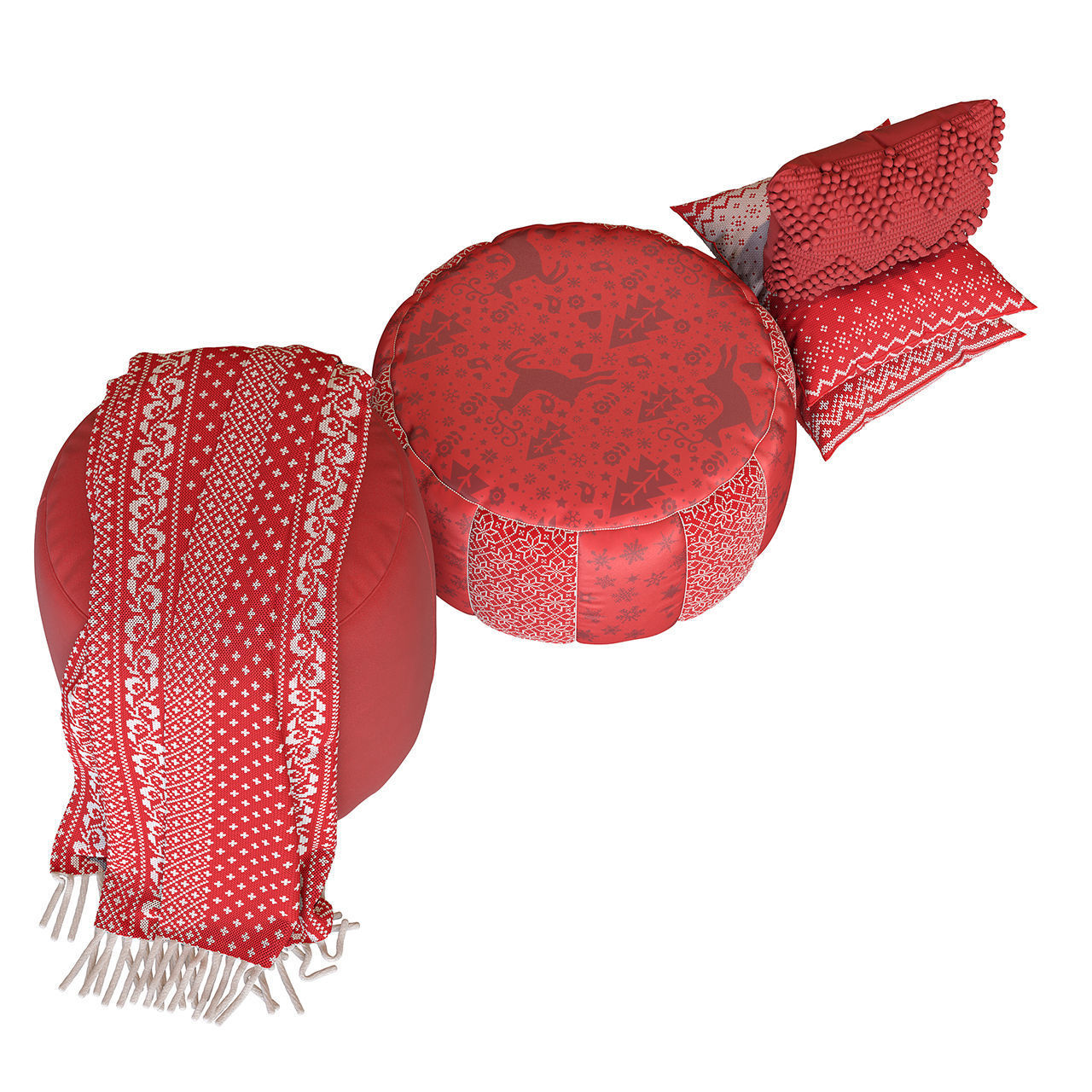 Puf color set 4 3D model_1