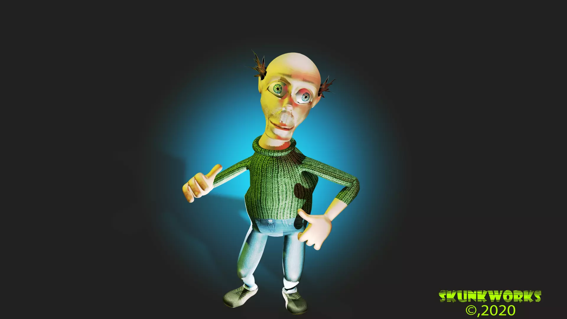 Goofy Guy Victorious Animation Low-poly 3D model