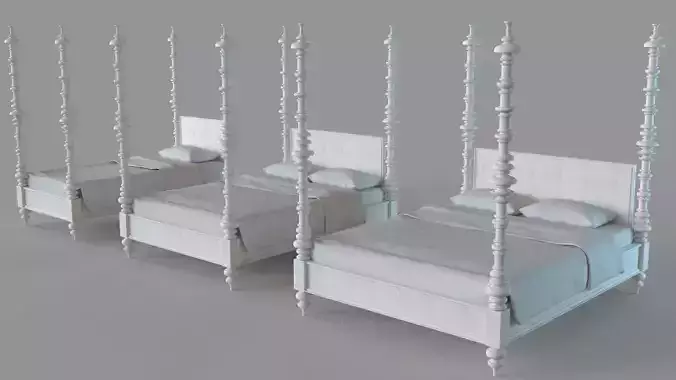 Zoe Four Poster Bed Full And Queen Set of 3