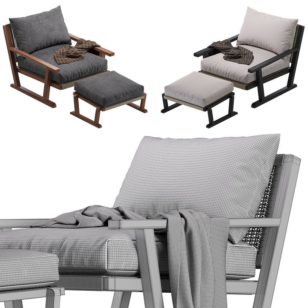 Coco Republic Bari Outdoor Lounge Chair 3D model_4