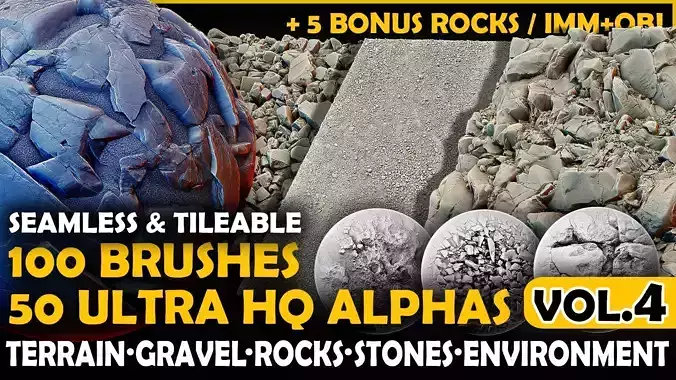 Ultra HQ Terrain Seamless Sculpt Zbrush brushes and Alphas Vol4