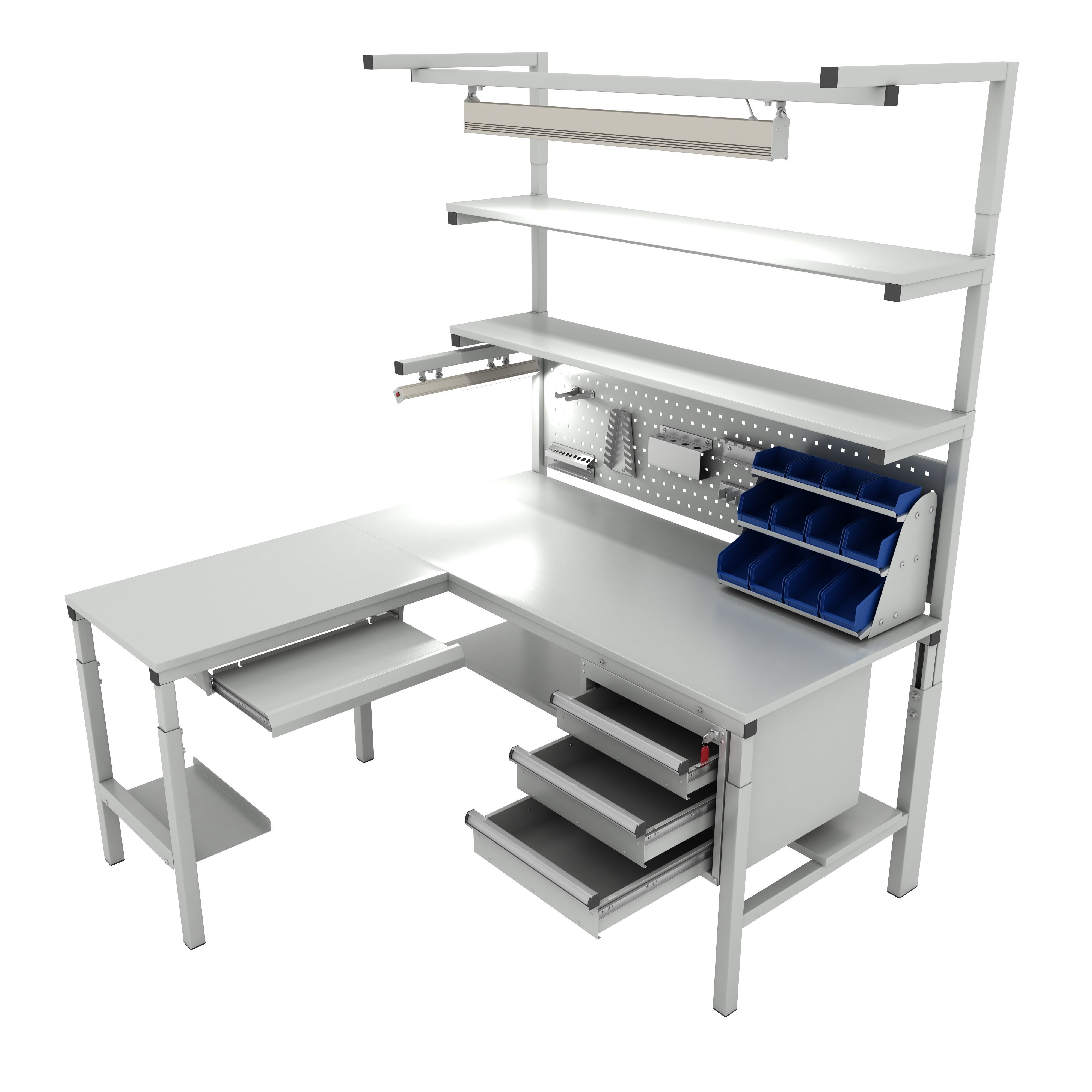 Corner working table 3D model_7