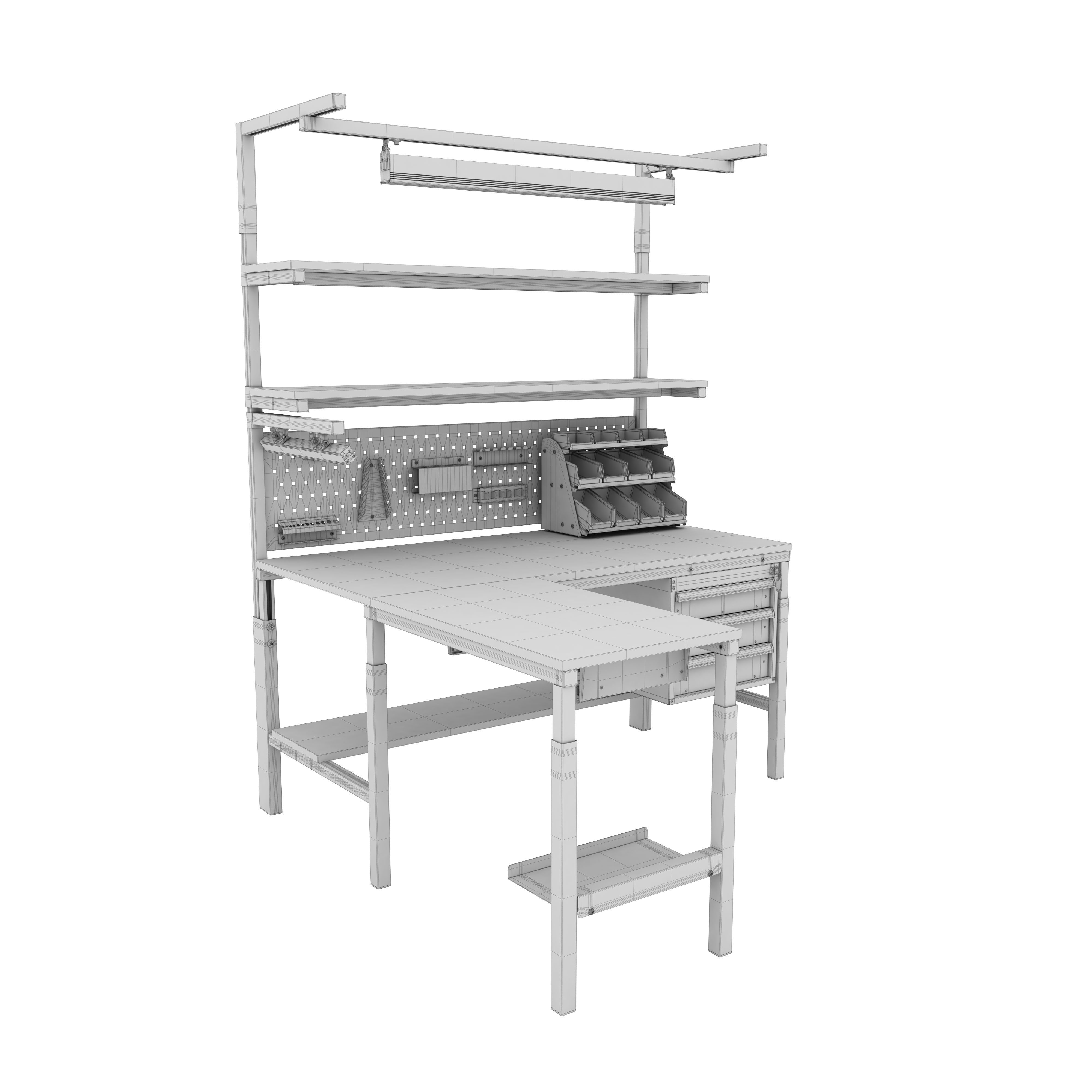 Corner working table 3D model_10