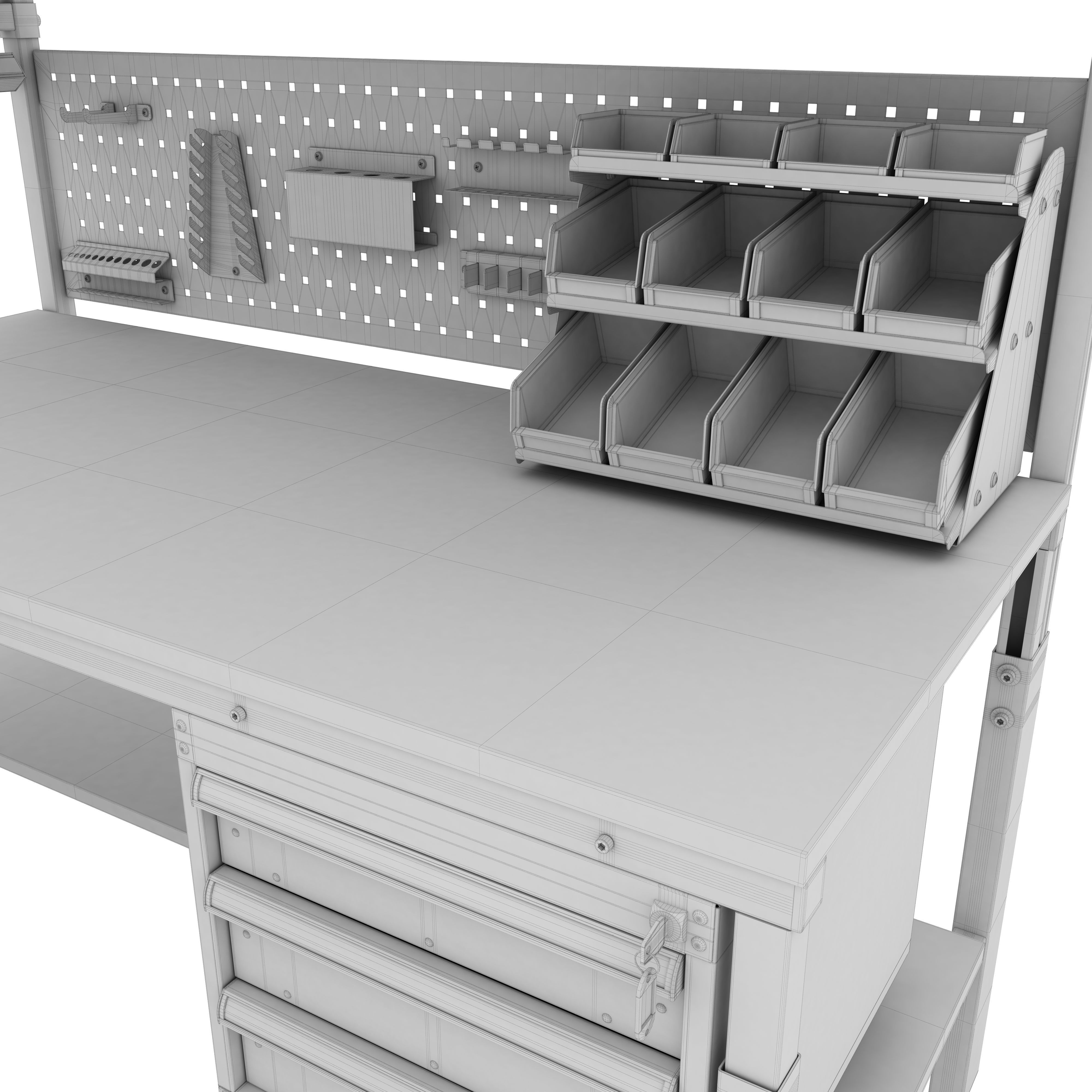 Corner working table 3D model_13