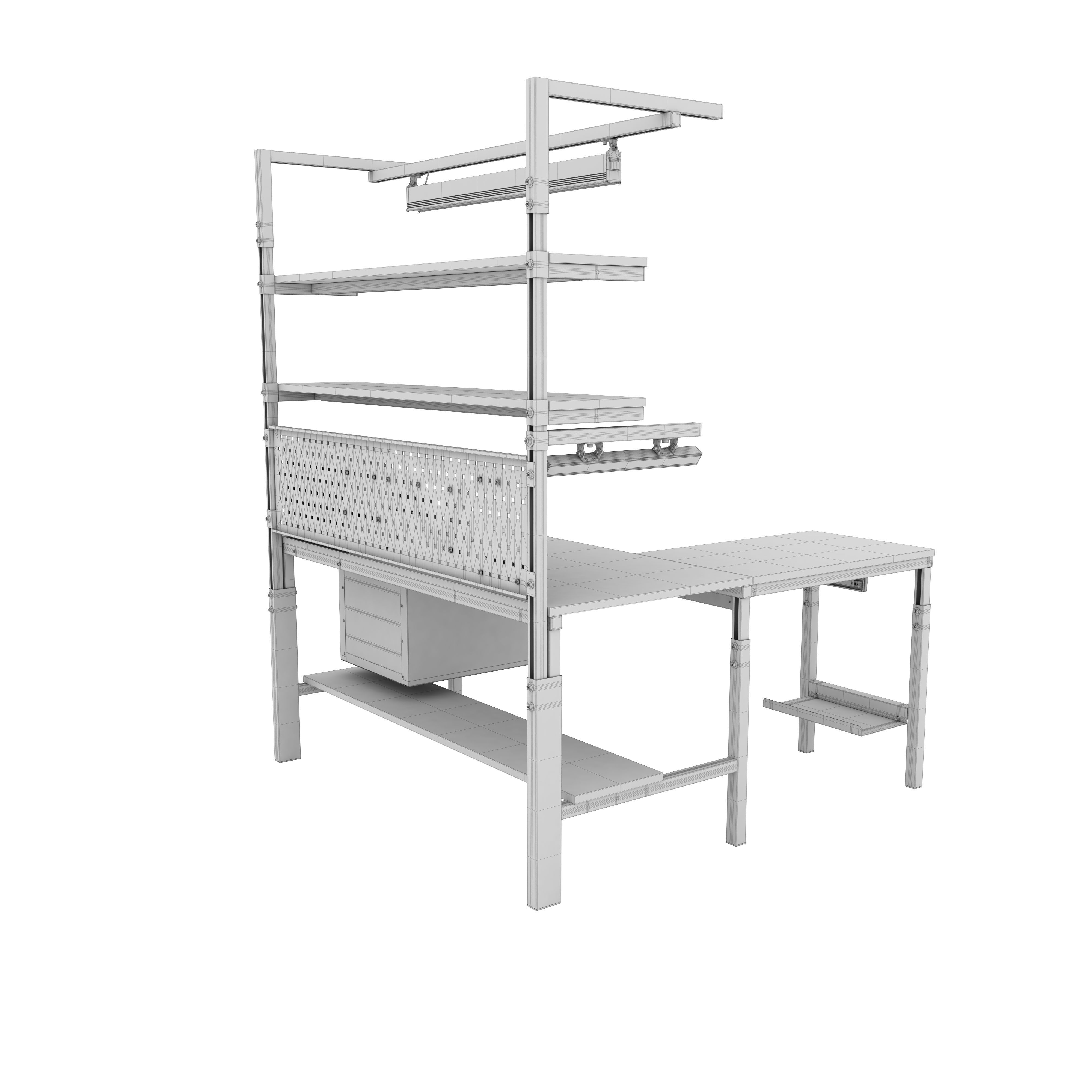 Corner working table 3D model_11