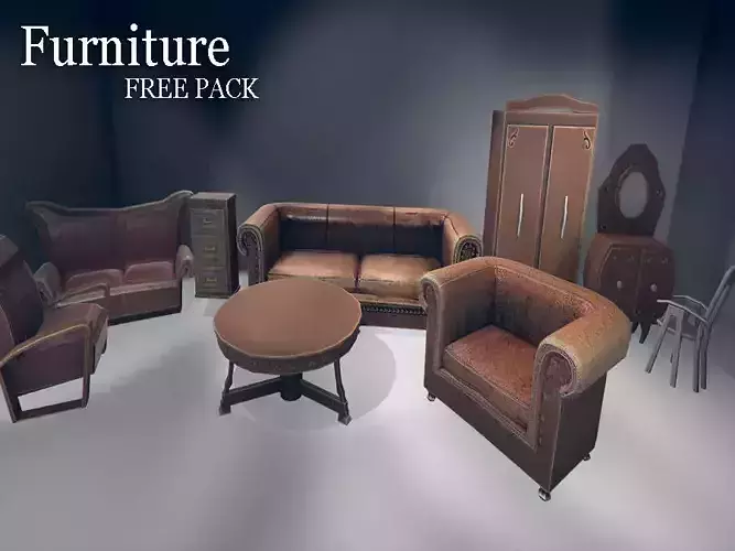 Furniture FREE Pack Free low-poly 3D model