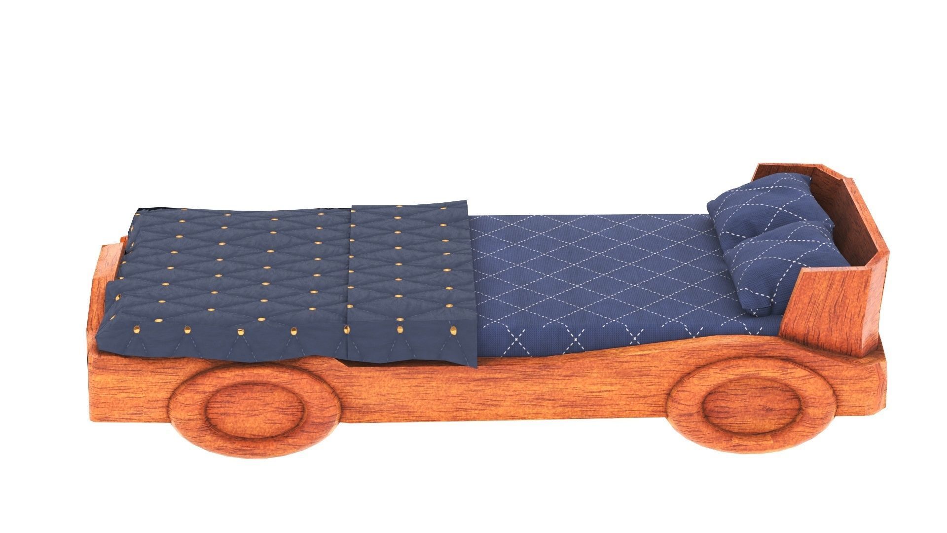 Kids Bed Low-poly 3D model_4