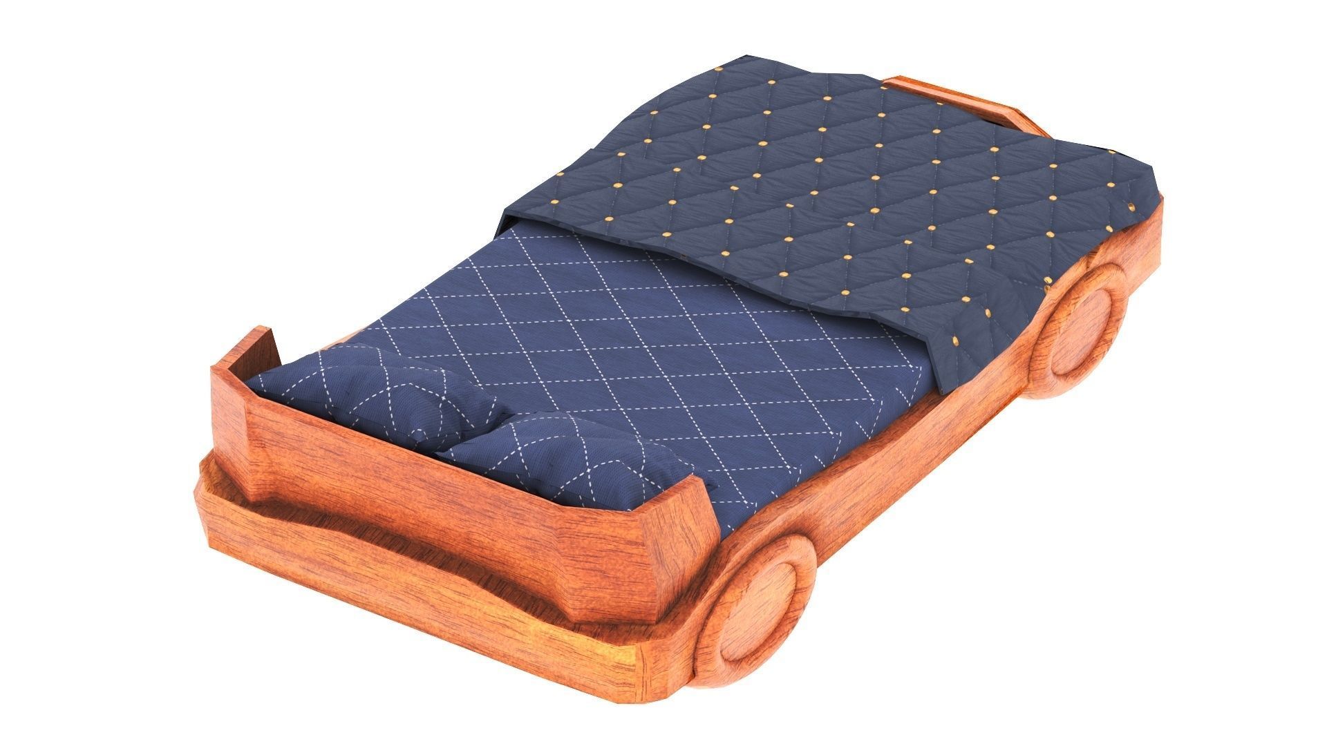 Kids Bed Low-poly 3D model_2