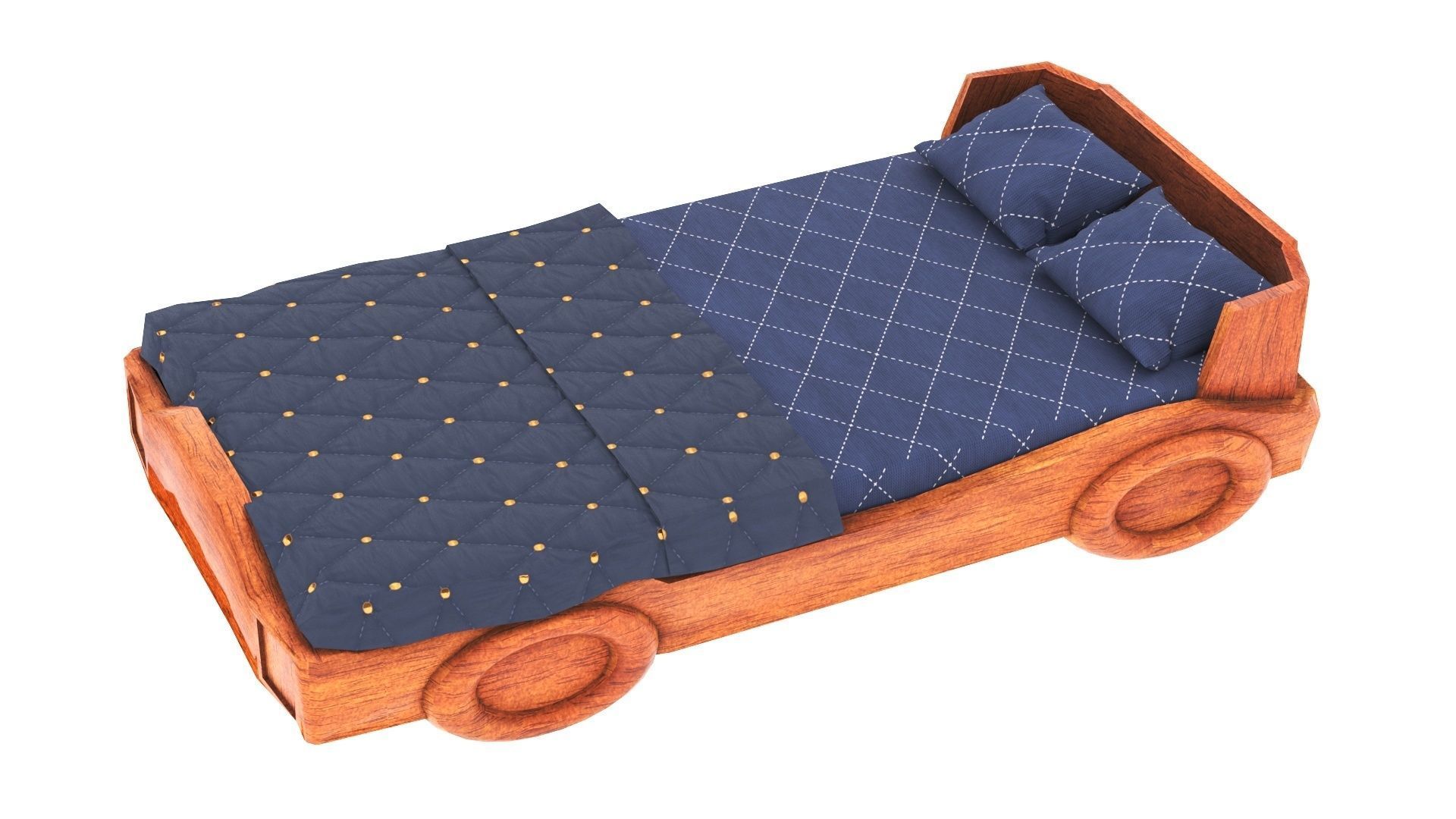 Kids Bed Low-poly 3D model_1