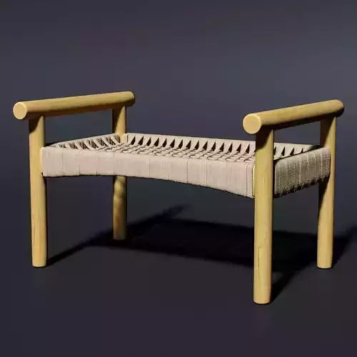 Wicker bench 3D model