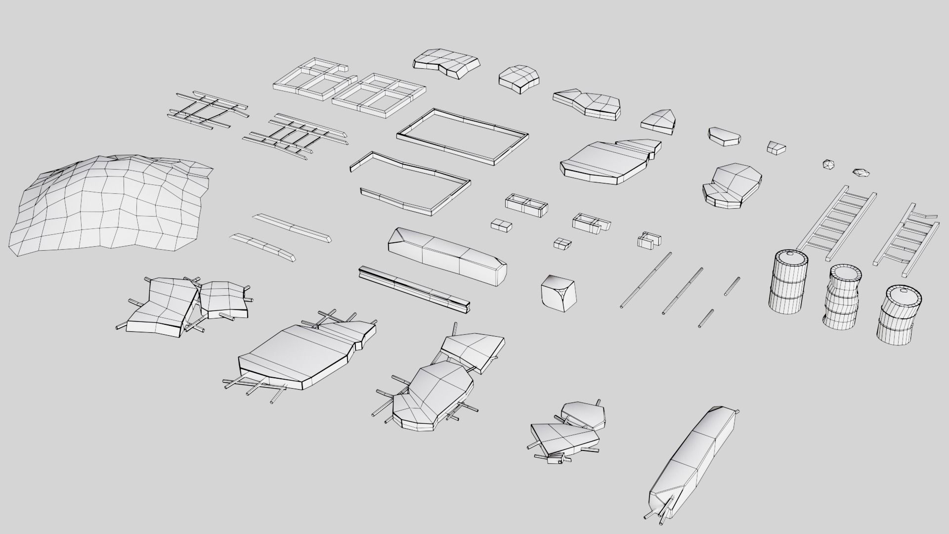 Ruin Debris Kit Low-poly 3D model_2
