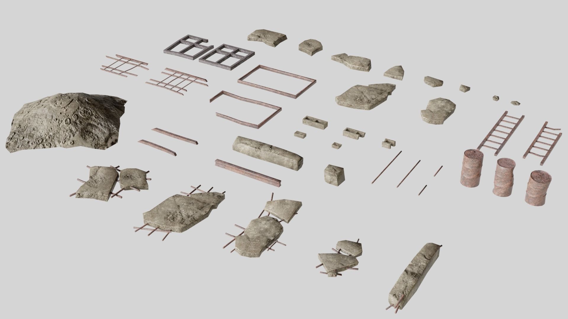 Ruin Debris Kit Low-poly 3D model_1