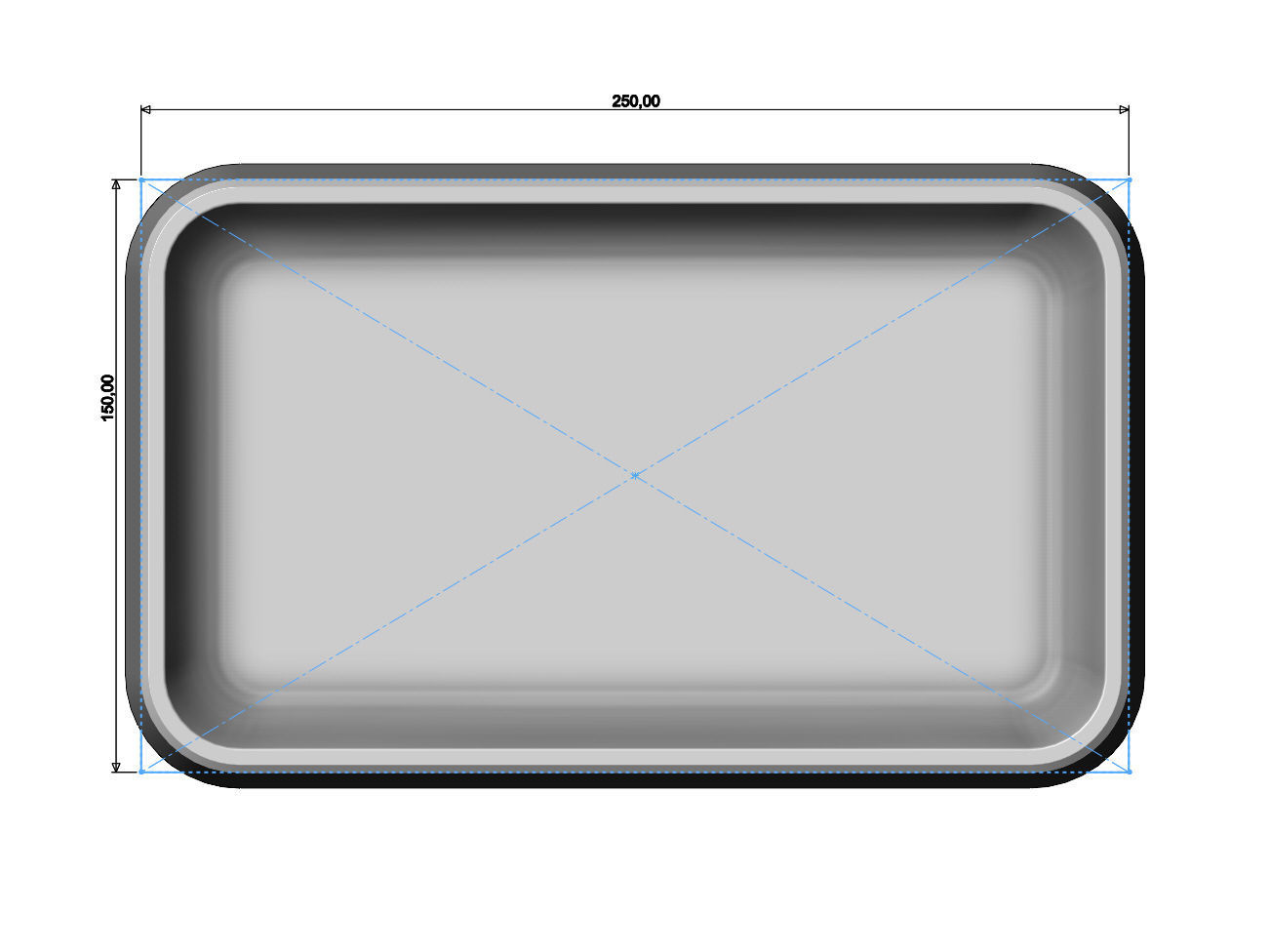 Simple rectangular carved tray 3D print model_4