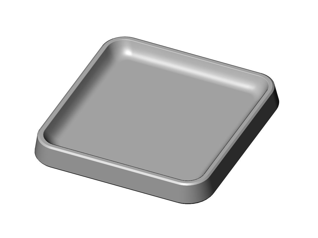 Simple square carved tray 3D print model_3