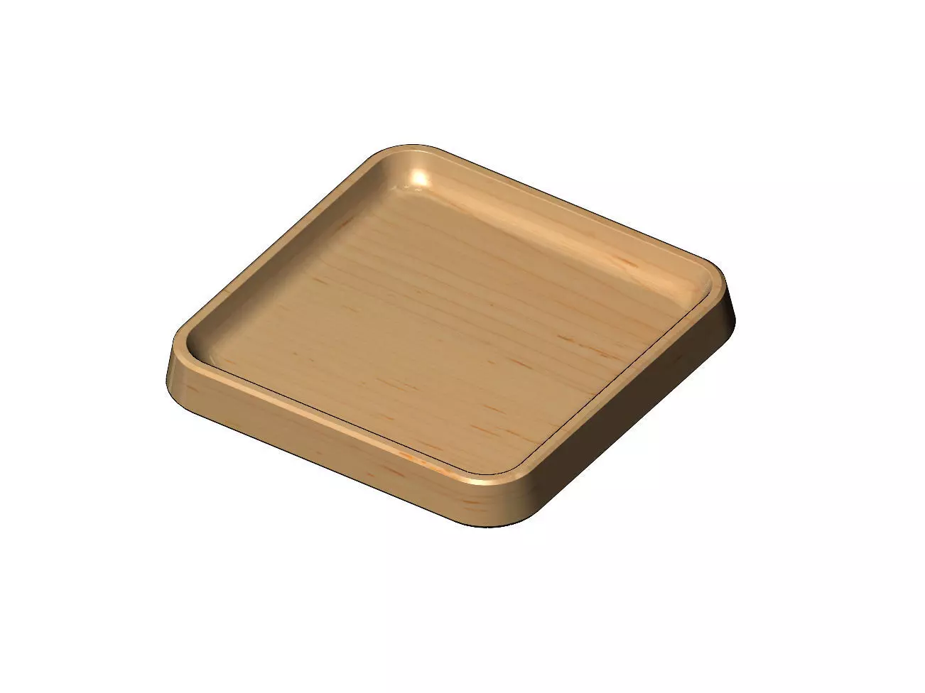 Simple square carved tray 3D print model_0