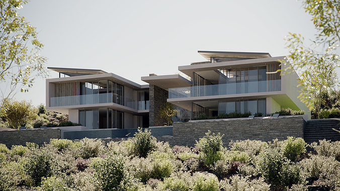 Corona - C4D Scene Files - House Rochter Exterior 3D model 2