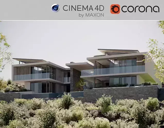 Corona - C4D Scene Files - House Rochter Exterior 3D model