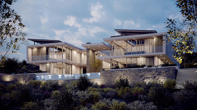 Corona - C4D Scene Files - House Rochter Exterior 3D model 3