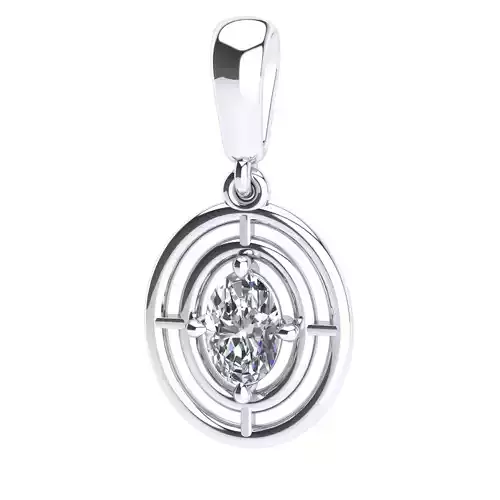 pendant solitary jewel with oval 6x4  diamond 1 stones 3D model