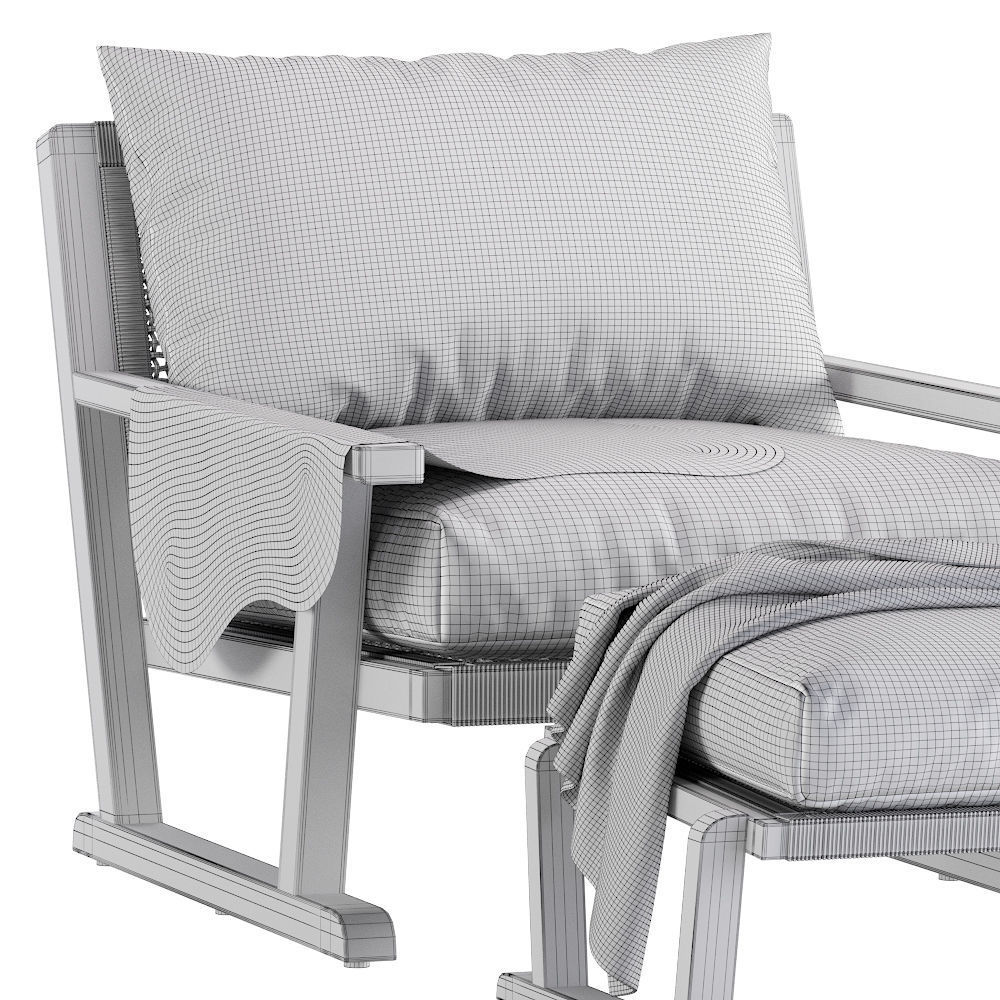 Coco Republic Bari Outdoor Lounge leather Chair 3D model_4