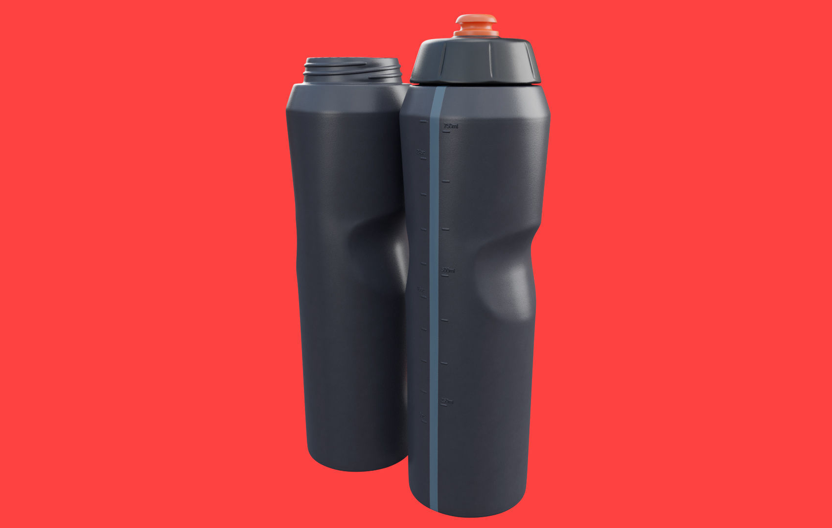 Black Water Bottle Low-poly 3D model_4