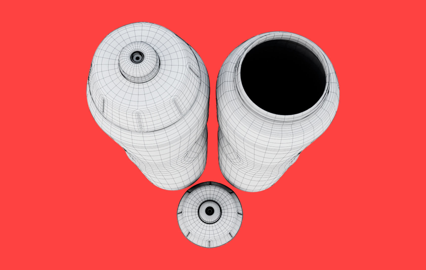 Black Water Bottle Low-poly 3D model_31