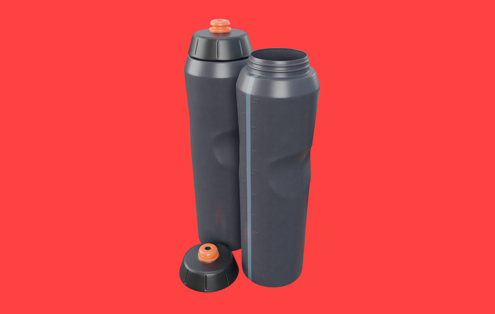 Black Water Bottle Low-poly 3D model_3