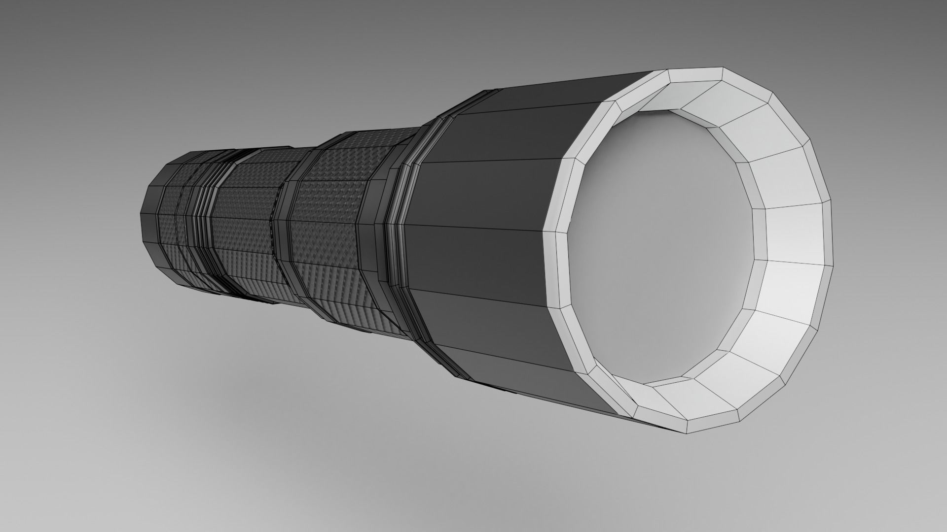 Flashlight metallic PBR Low-poly 3D model_7