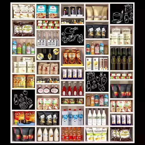 Rack with products for the store 3D model