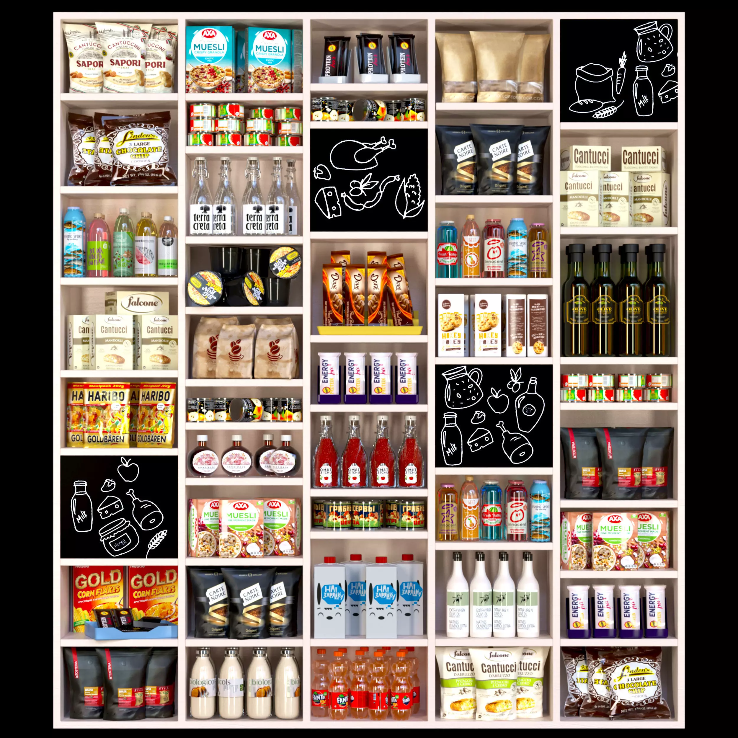 Rack with products for the store 3D model