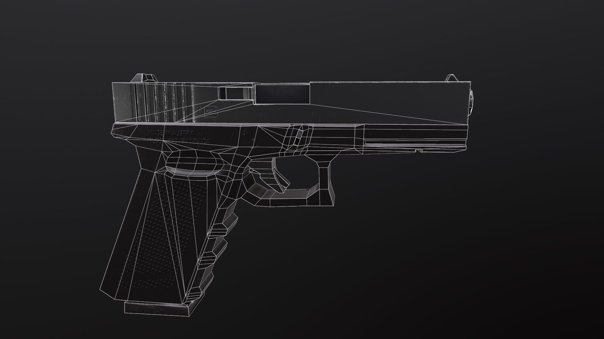 Pistol Glock 17 Bonus Bullet Low-poly 3D model_4
