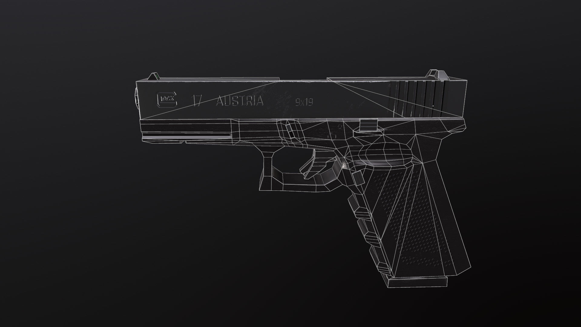 Pistol Glock 17 Bonus Bullet Low-poly 3D model_5