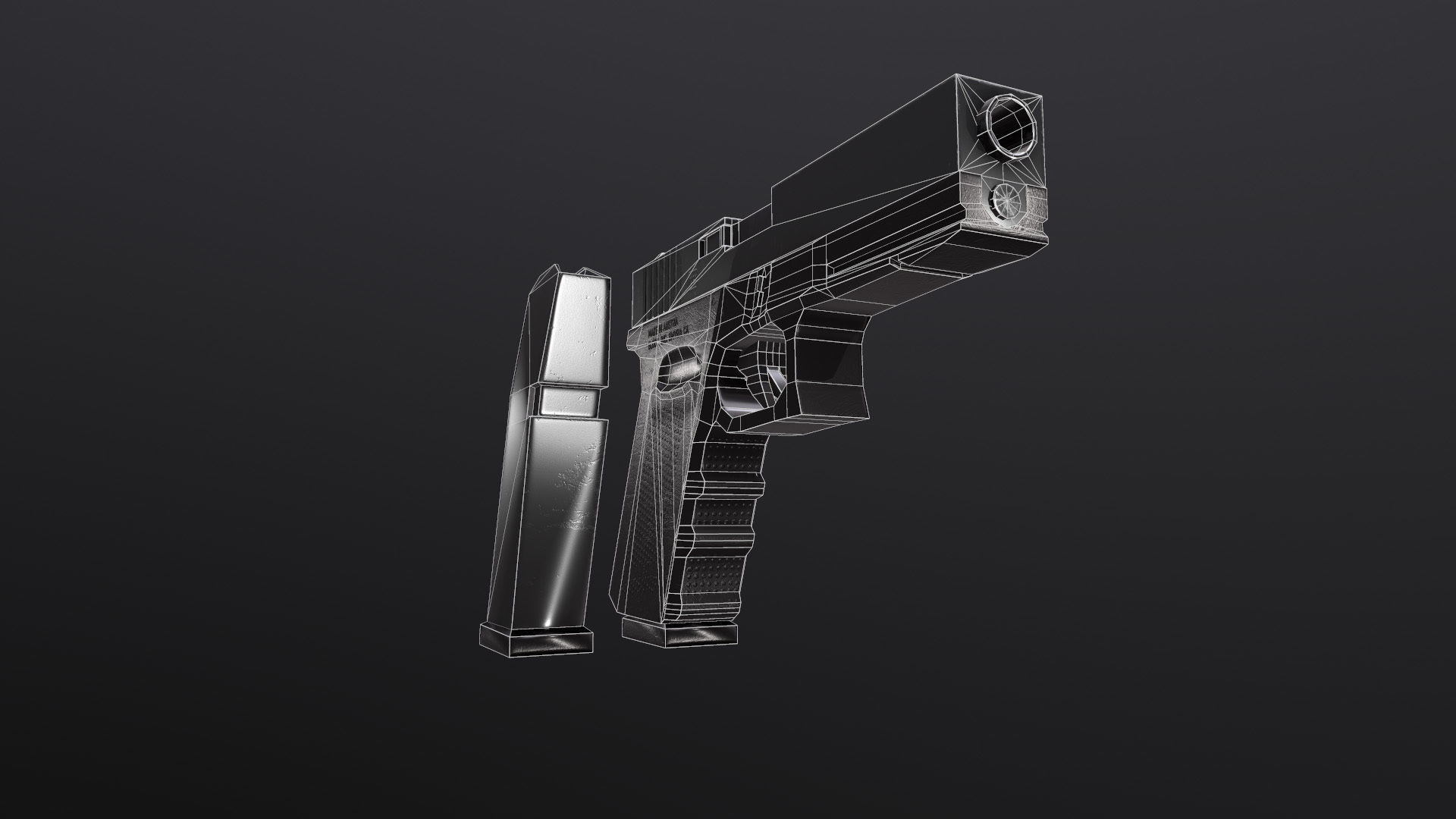 Pistol Glock 17 Bonus Bullet Low-poly 3D model_7