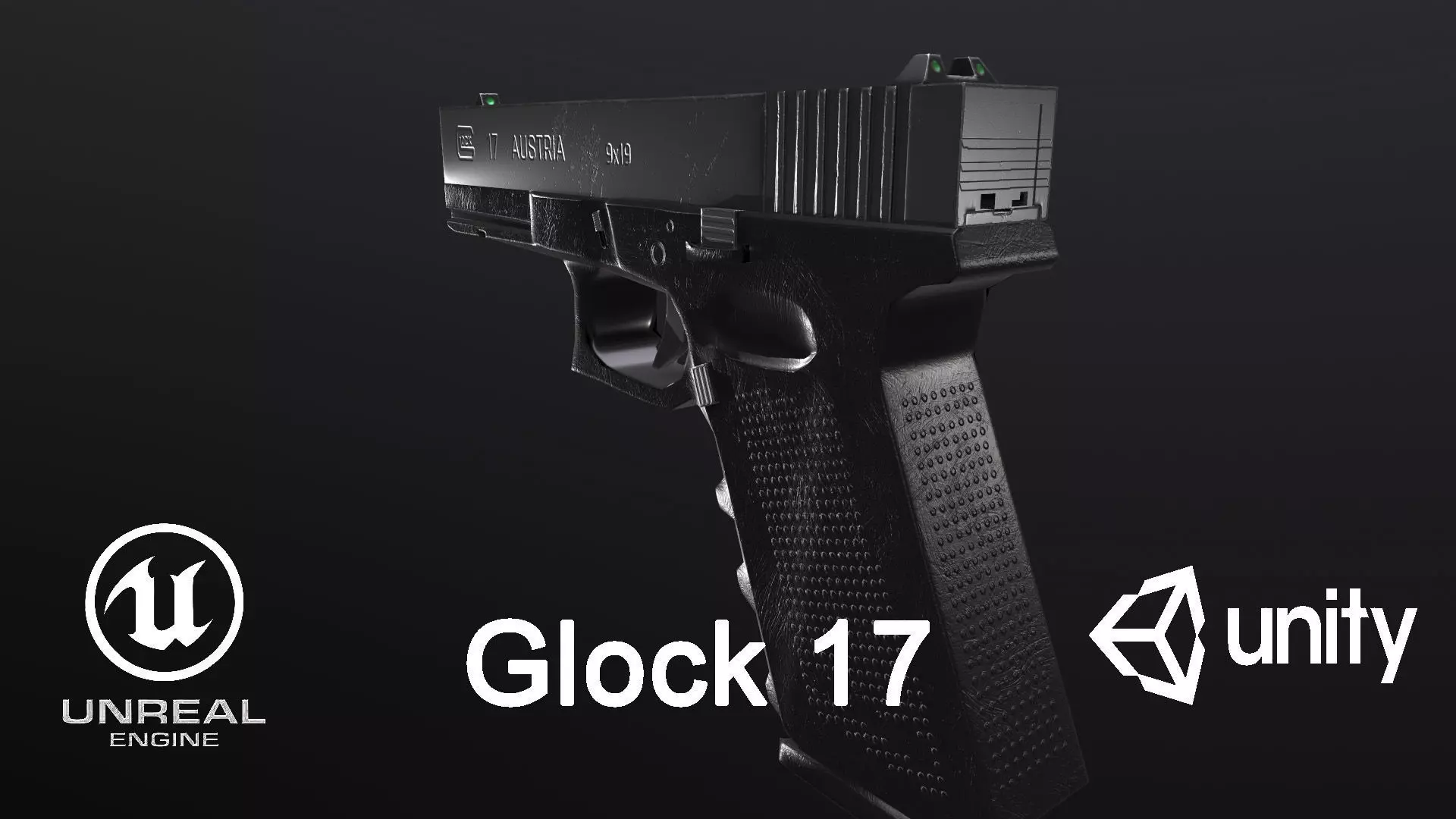 Pistol Glock 17 Bonus Bullet Low-poly 3D model_0