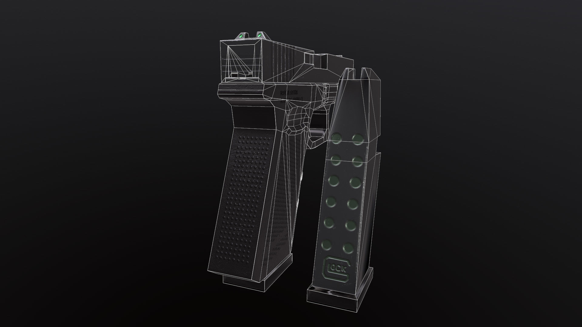 Pistol Glock 17 Bonus Bullet Low-poly 3D model_6