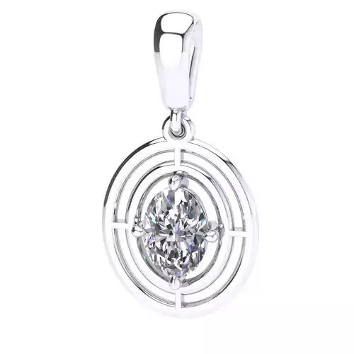 pendant solitary jewel with oval 7x5  diamond 1 stones 3D model