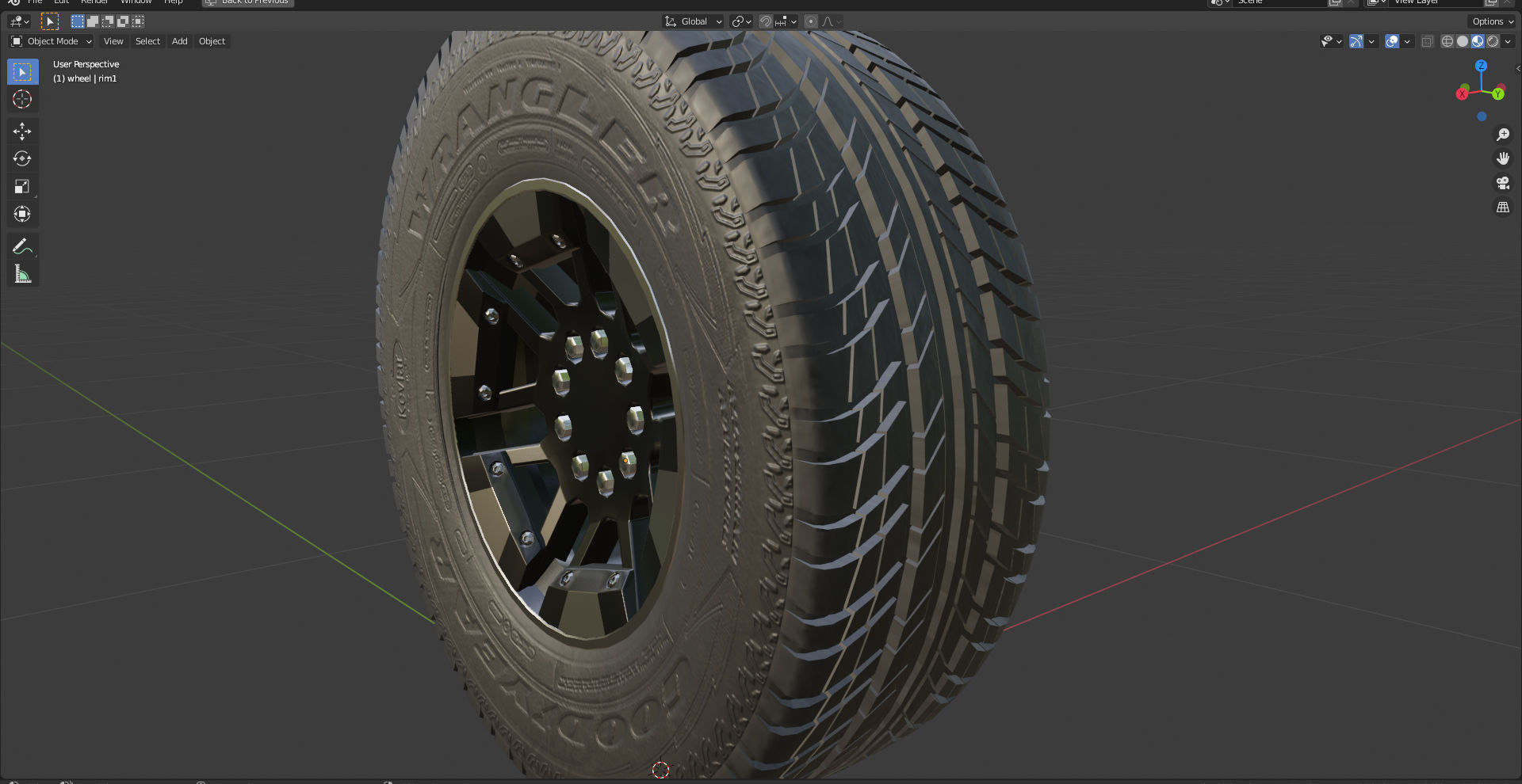 Wheel Hummer rim tyre with textures Low-poly 3D model_2
