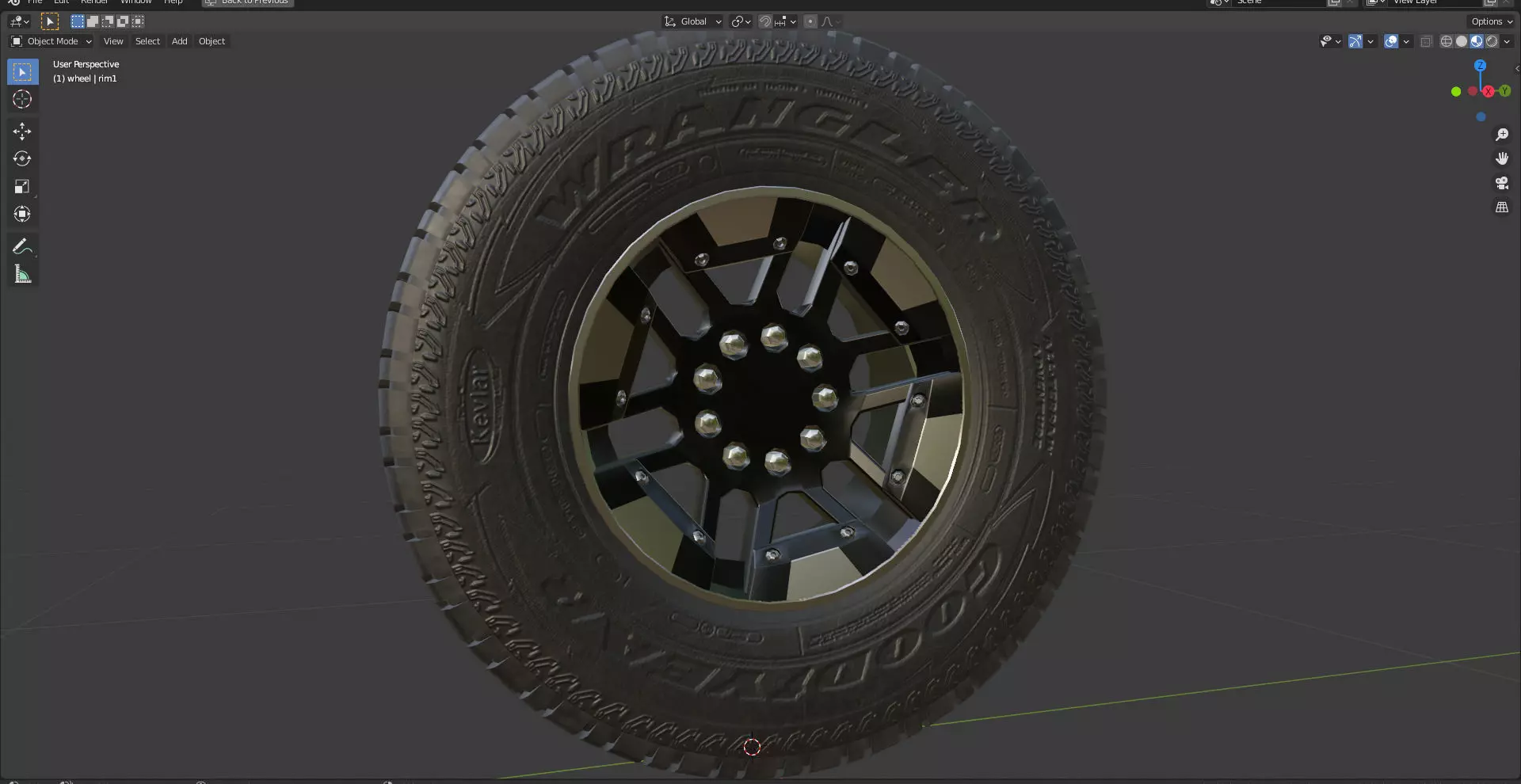 Wheel Hummer rim tyre with textures Low-poly 3D model_0