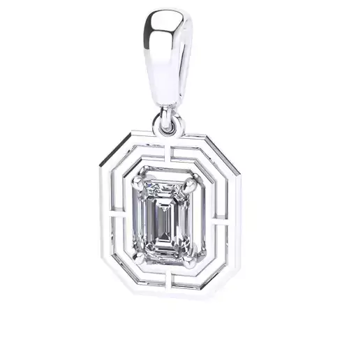 pendant solitary jewel with emerald cut 6x4  diamond 1 stone 3d