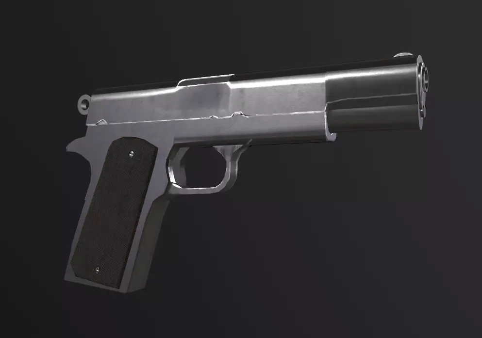 Handgun gun Low-poly 3D model_0