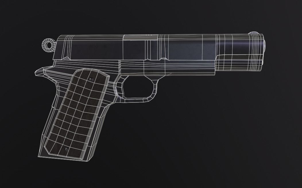 Handgun gun Low-poly 3D model_5
