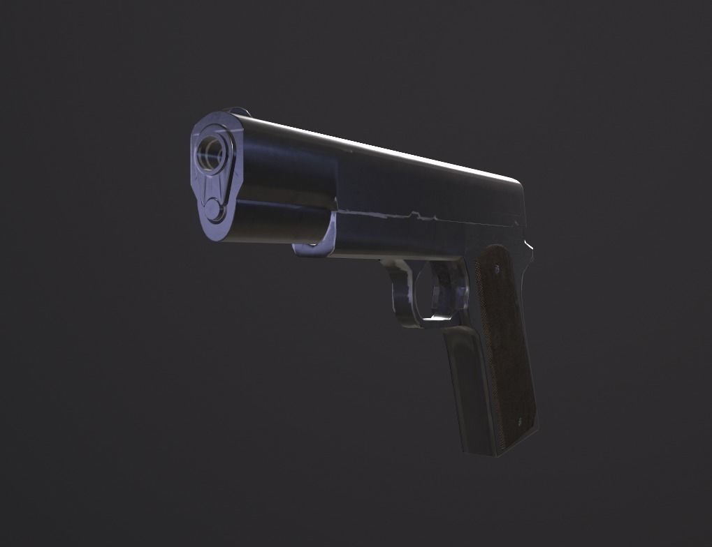 Handgun gun Low-poly 3D model_6