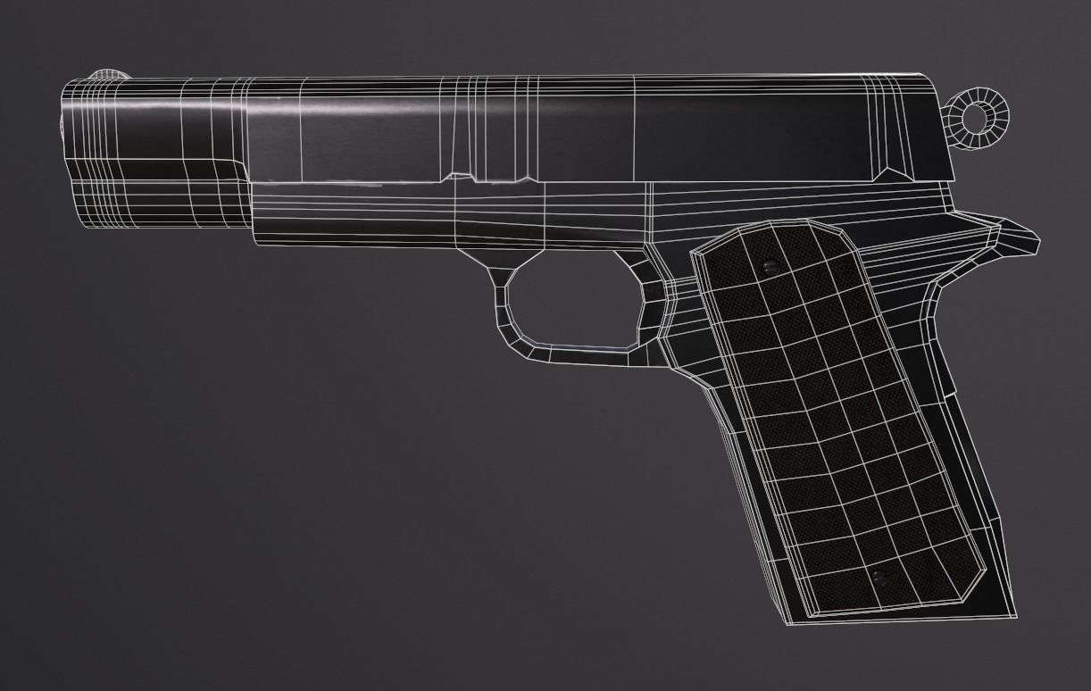 Handgun gun Low-poly 3D model_4