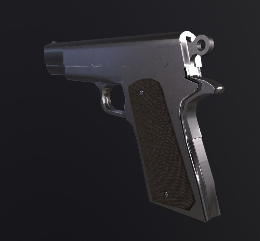 Handgun gun Low-poly 3D model_3